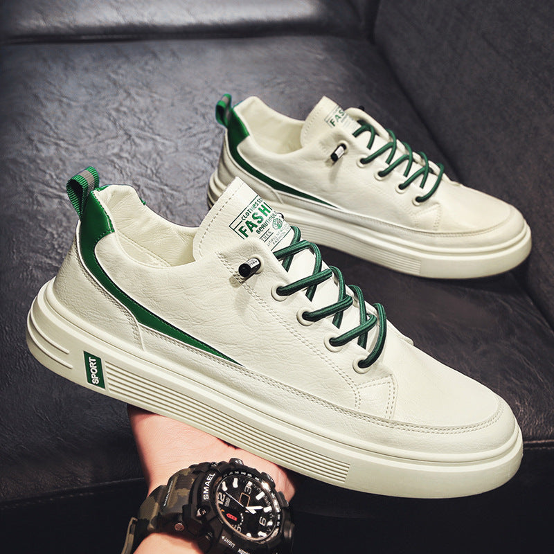 Herren Urbaner Casual-Ledersneaker mit dicker geriffelter Plateausohle und gepolsterter Zunge Drune