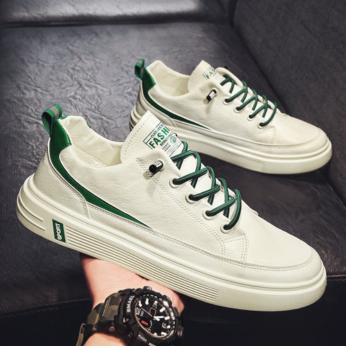 Herren Urbaner Casual-Ledersneaker mit dicker geriffelter Plateausohle und gepolsterter Zunge Drune