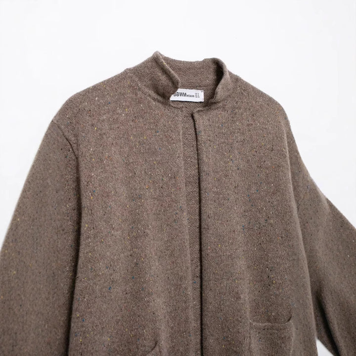 Damen nan offener Strickcardigan mit Stehkragen und aufgesetzten Taschen Drune