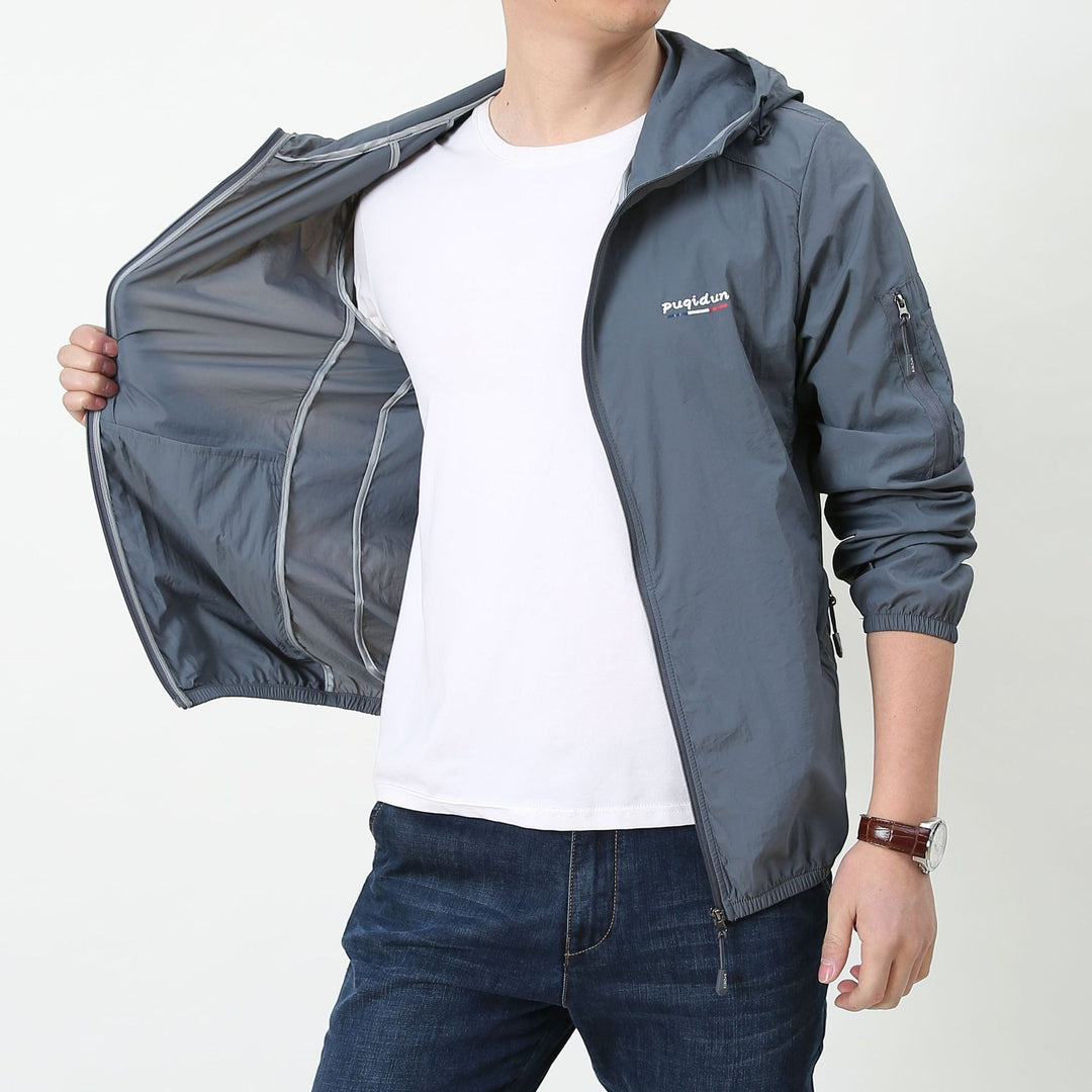 Herren Leichte Windbreaker-Jacke mit verstellbarer Kapuze Drune 1787797828