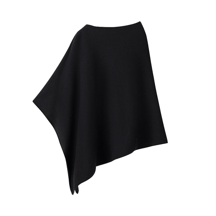 Damen Leichter Strickponcho mit asymmetrischem Saum und U-Boot-Ausschnitt Drune