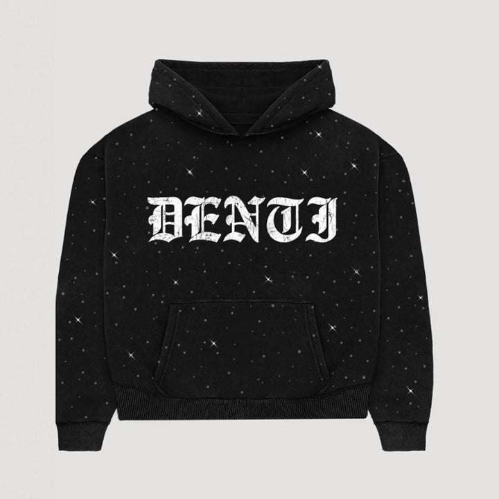 Damen nan weite Sweathose mit Sternenallover, Gothic-Logoprint, elastischem Bund und Eingrifftaschen Drune