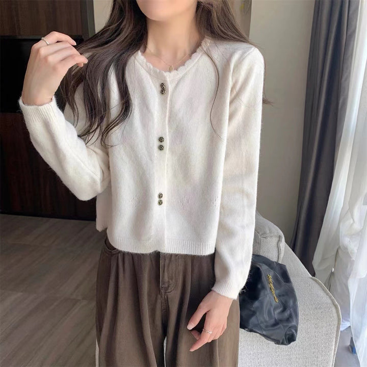 Damen Elegante Strickjacke mit Knopfdetaillierung Drune