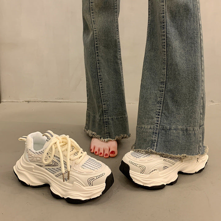 Damen Sportliche Chunky Sneakers mit atmungsaktiver Oberfläche und dämpfender Sohle Drune