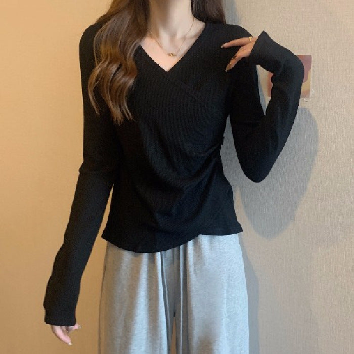 Damen Wickeloberteil mit Knopfdetails und Raffungen Drune