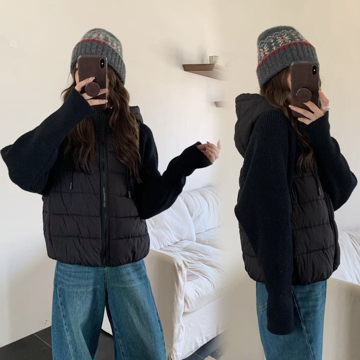 Damen Isolierte Hybridjacke mit voluminösen Ärmeln und Kapuze Drune