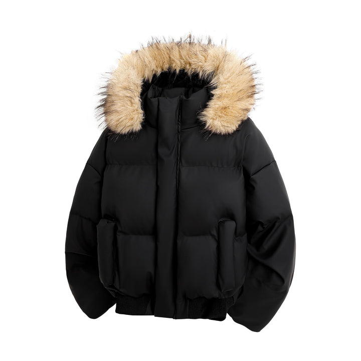 Damen modische Steppjacke mit kuscheligem Kunstfellbesatz und praktischen Taschen Drune