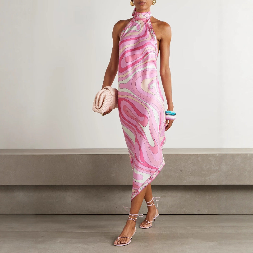 Damen Maxikleid mit hohem Kragen und floralem Muster Drune