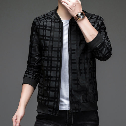 Herren leichte Bomberjacke mit modernem Karodesign Drune