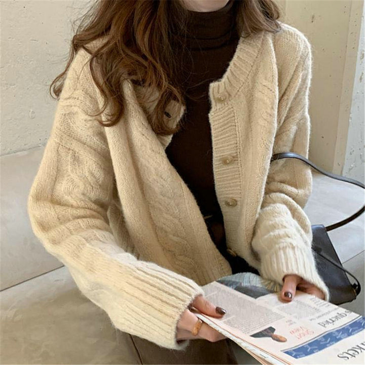 Damen Kuscheliger Strickcardigan mit feiner Struktur und Knopfdetails Drune