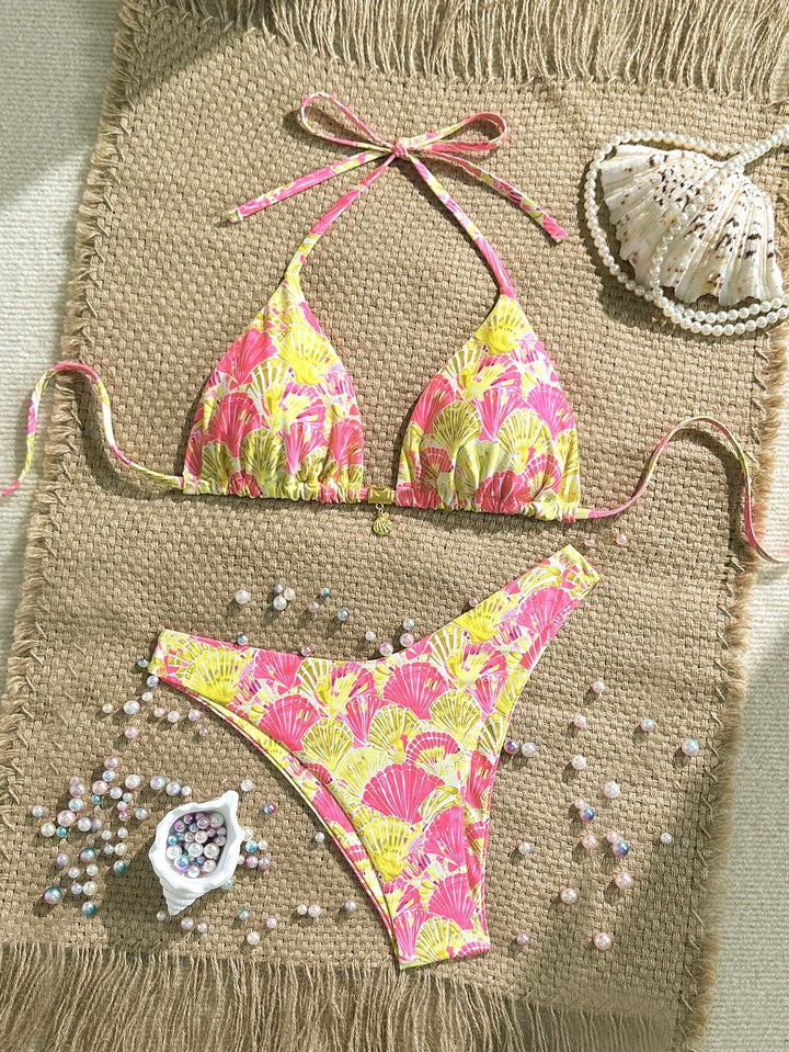 Damen Triangel-Bikini mit floralen Mustern Drune