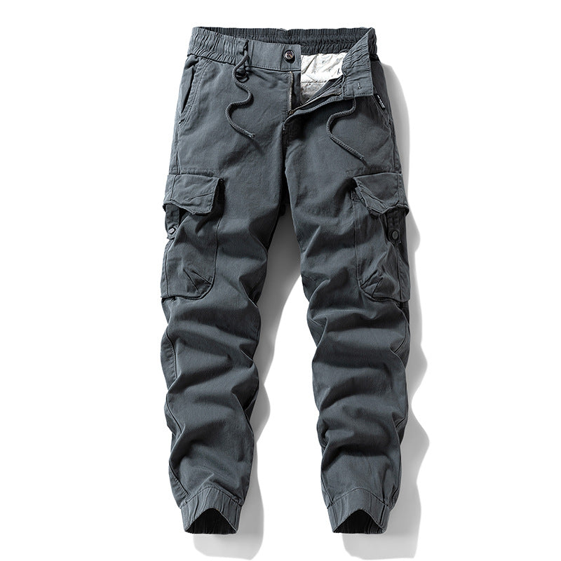 Herren Strapazierfähige Twill-Cargohose im Joggercut mit Tunnelzugbund, aufgesetzten Klapptaschen und gerippten Bündchen Drune