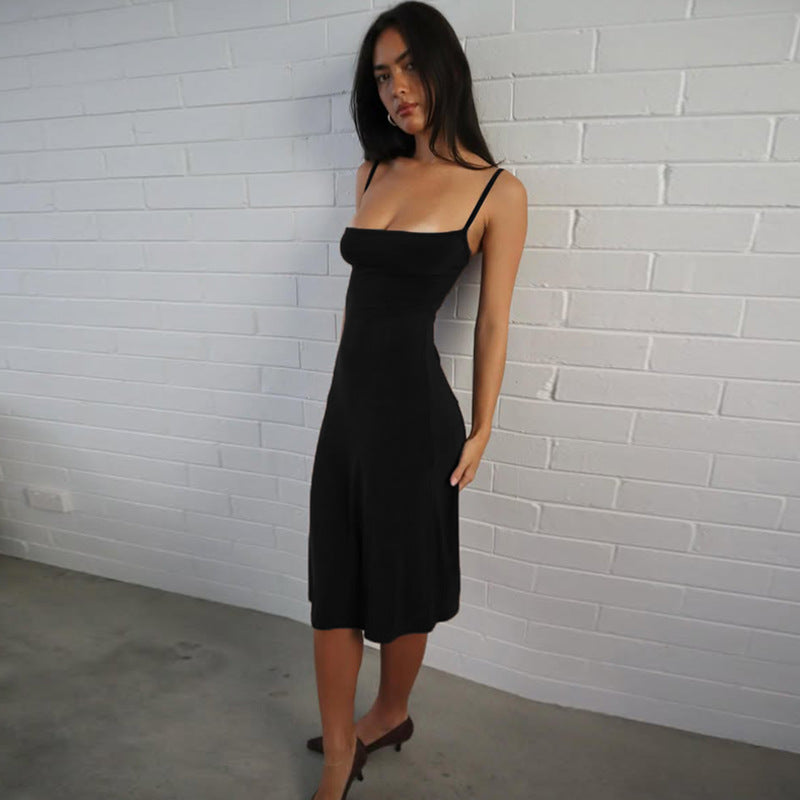 Damen Elegantes Maxikleid mit Spaghettiträgern und figurbetontem Schnitt Drune