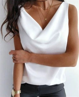 Damen elegantes Top mit V-Ausschnitt und fließendem Stoff Drune