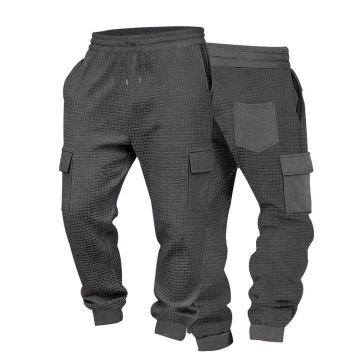 Herren Texturierte Waffel-Cargo-Jogginghose mit elastischem Bund und Multifunktions-Taschendesign Drune