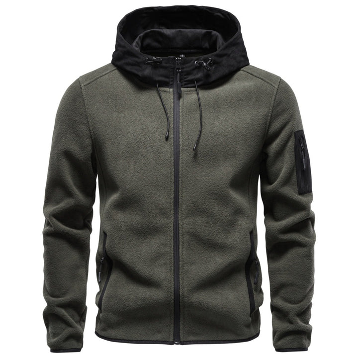 Herren Funktions-Fleecejacke mit Kapuze, Reißverschluss und Ärmel-Reißverschlusstasche Drune