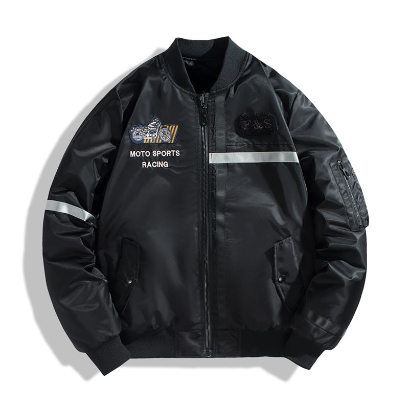 Herren Bomberjacke im Fliegerjackenstil mit reflektierenden Streifen, Utility‑Taschen und leichter Thermofütterung Drune