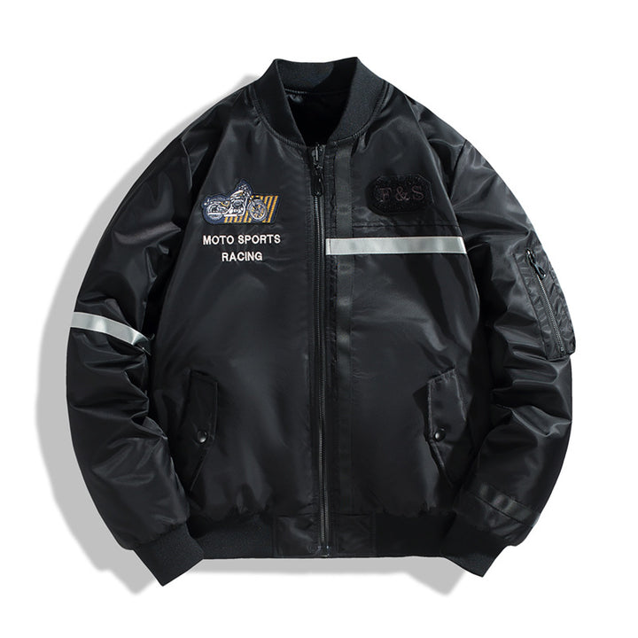 Herren Bomberjacke im Fliegerjackenstil mit reflektierenden Streifen, Utility‑Taschen und leichter Thermofütterung Drune