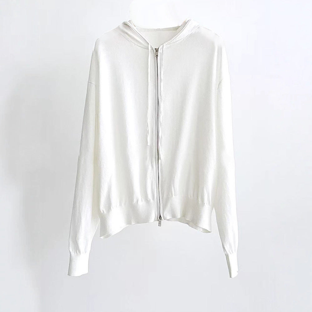 Damen lässiger Zip-Hoodie mit elastischem Bund und lockerem Schnitt Drune