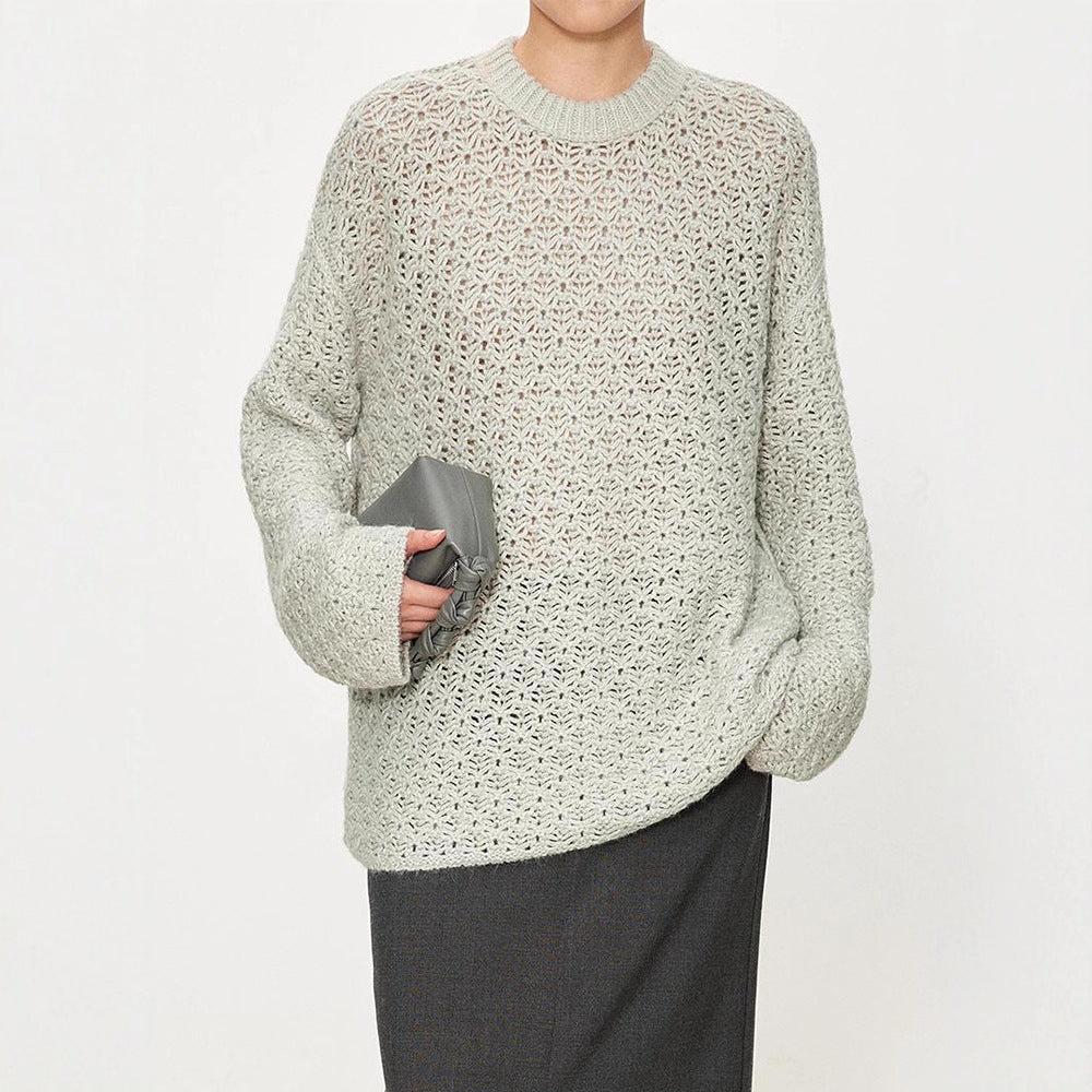 Damen luftiger Strickpullover mit offener Struktur Drune