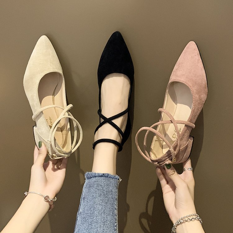 Damen elegante Ballerinas mit klassischem Riemchen-Design und komfortablem Blockabsatz Drune