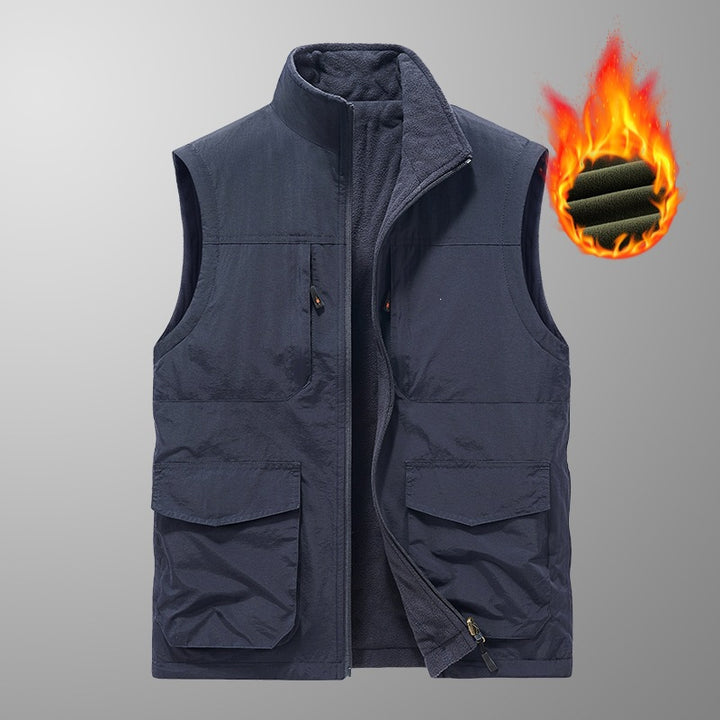 Herren Utility‑Weste mit Multi‑Taschen, Stehkragen & atmungsaktivem Mesh‑Futter Drune