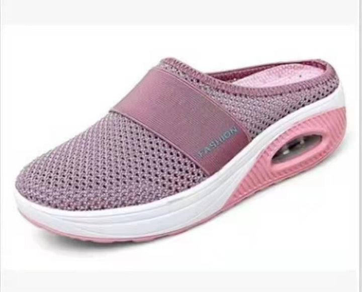 Damen Komfort-Sport-Pantolette mit luftgepolsterter Plateau-Sohle und atmungsaktivem Mesh Drune