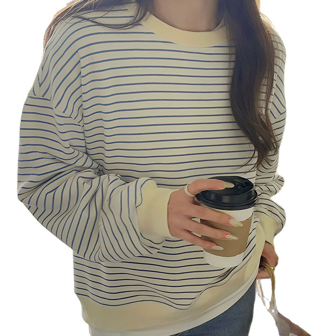 Damen Lässiger gestreifter Pullover Drune