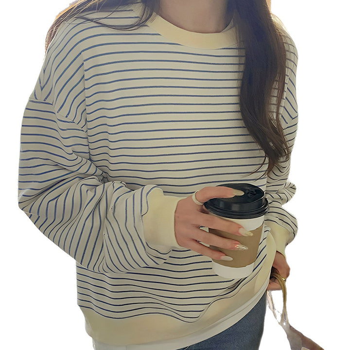 Damen Lässiger gestreifter Pullover Drune