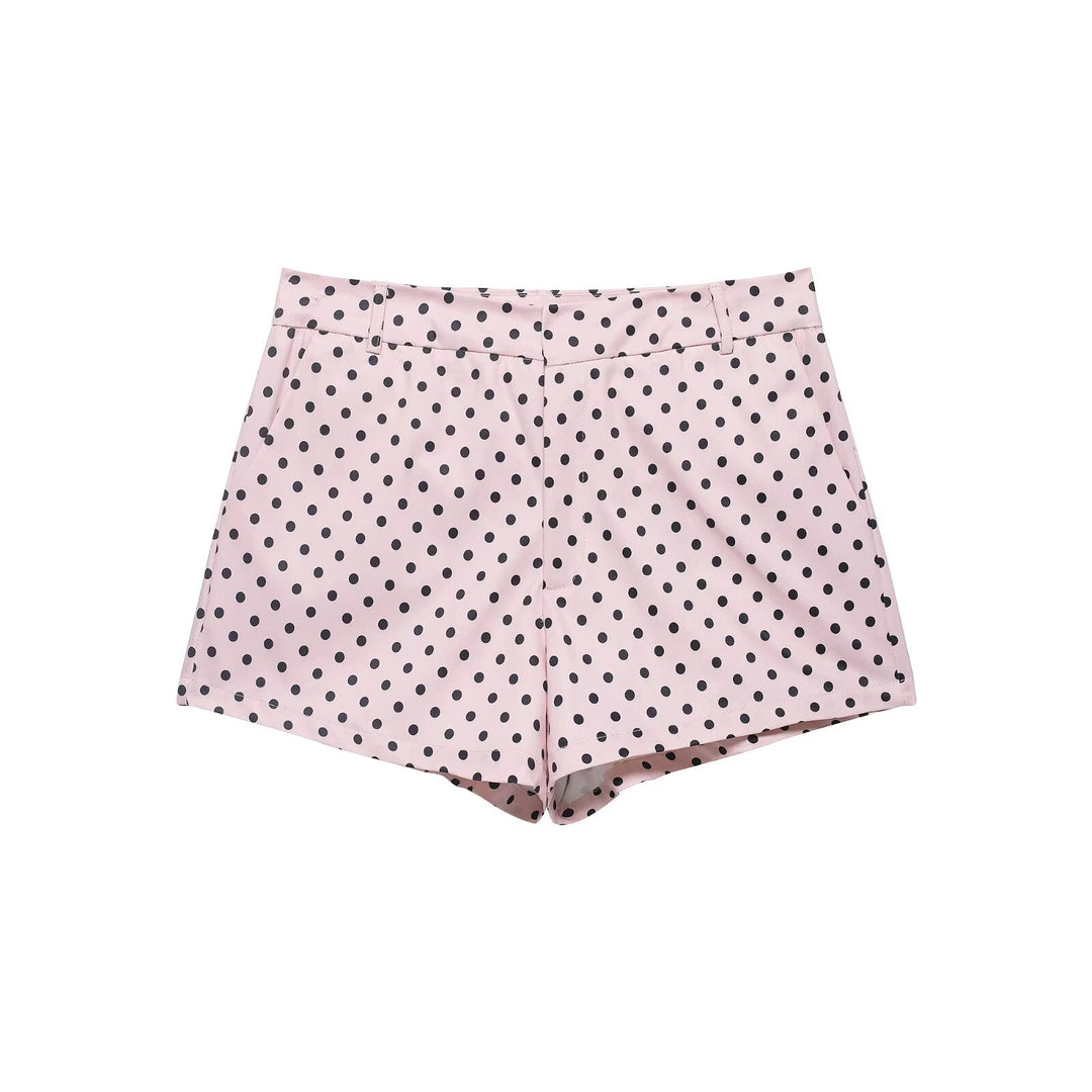 Damen nan weite High-Waist Schlaghose mit Punkteprint und elastischem Bund Drune