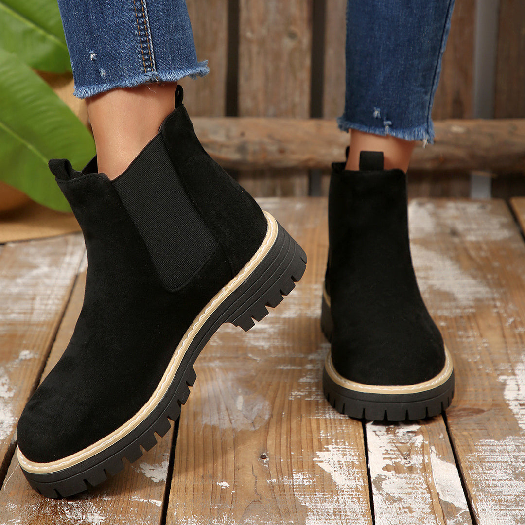 Damen nan Chelsea-Boots mit profilierter Traktorsohle und elastischen Seiteneinsätzen Drune