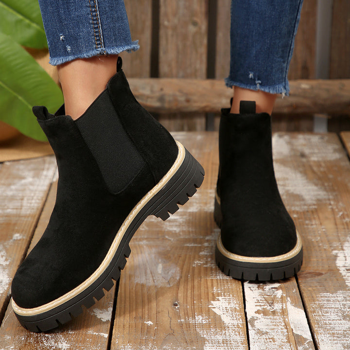 Damen nan Chelsea-Boots mit profilierter Traktorsohle und elastischen Seiteneinsätzen Drune