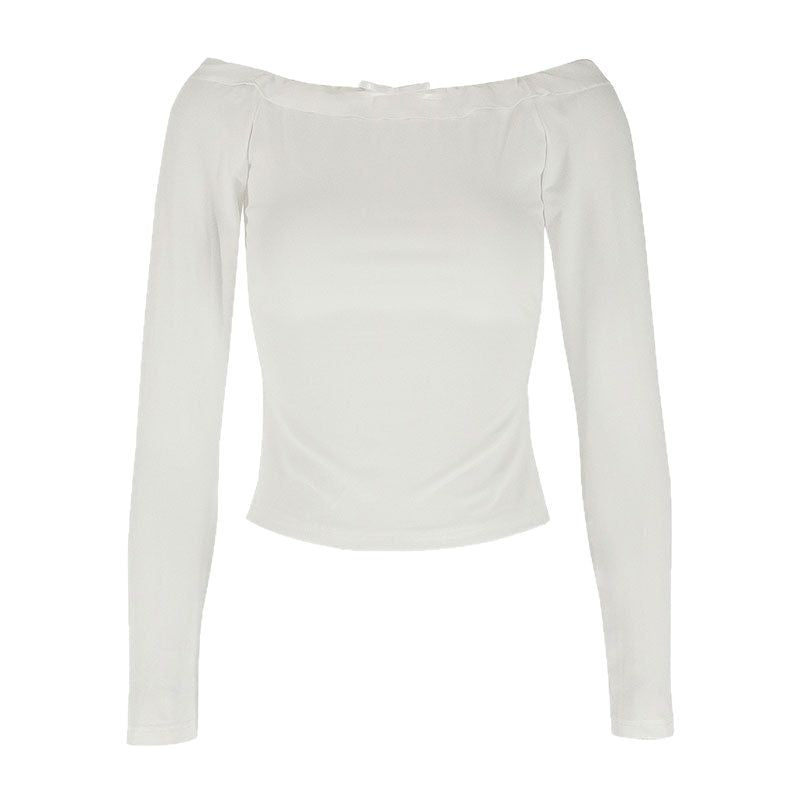 Damen Off-Shoulder Langarmoberteil mit zartem Rüschenbesatz Drune