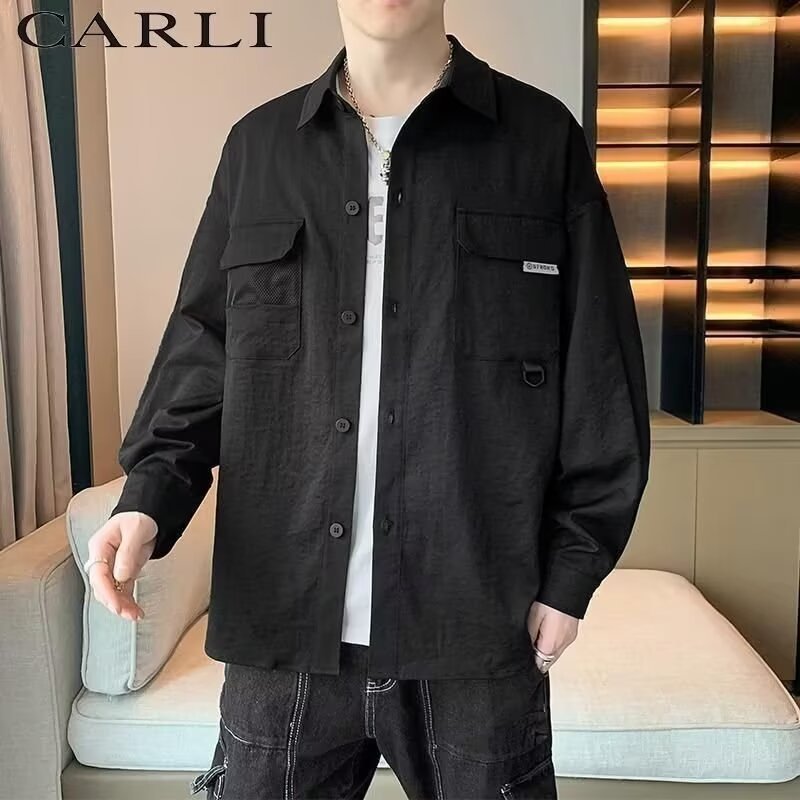 Herren Overshirt-Jacke im Utility-Stil mit aufgesetzten Pattentaschen Drune