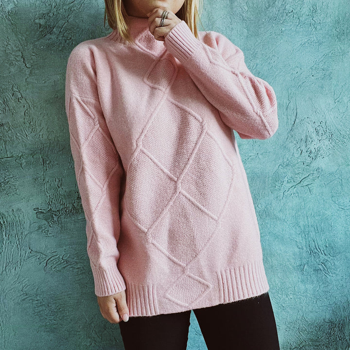Damen Strickpullover mit modernem Rautenmuster Drune