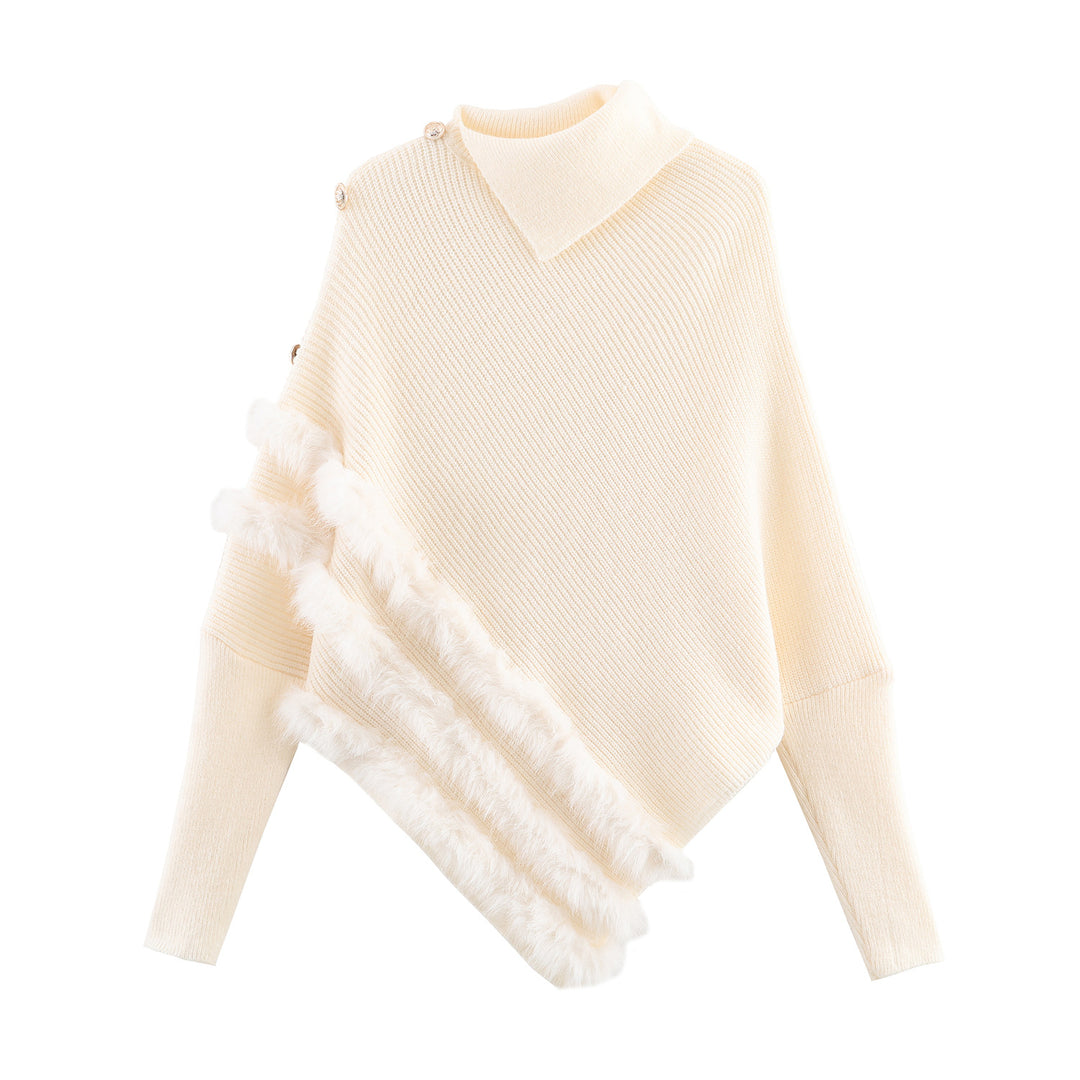 Damen Strickpullover mit feinem Wollmix und eleganter Fellverzierung Drune