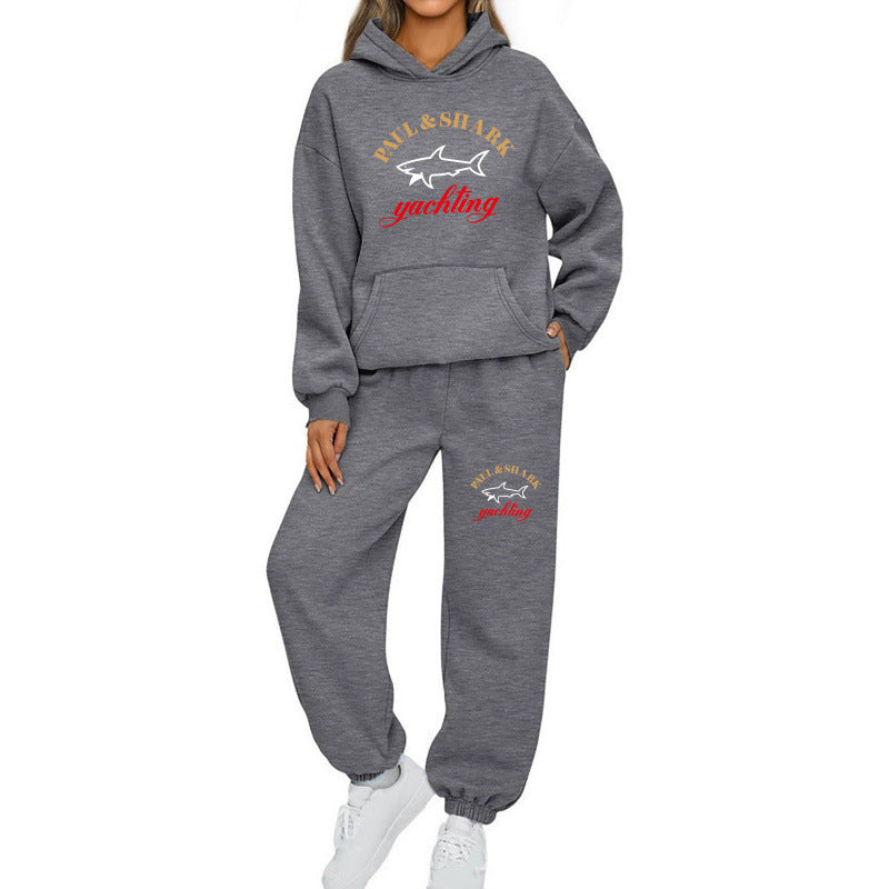 Damen nan oversized Hoodie und Jogginghose Set mit Kapuze Kängurutasche und gerippten Bündchen Drune