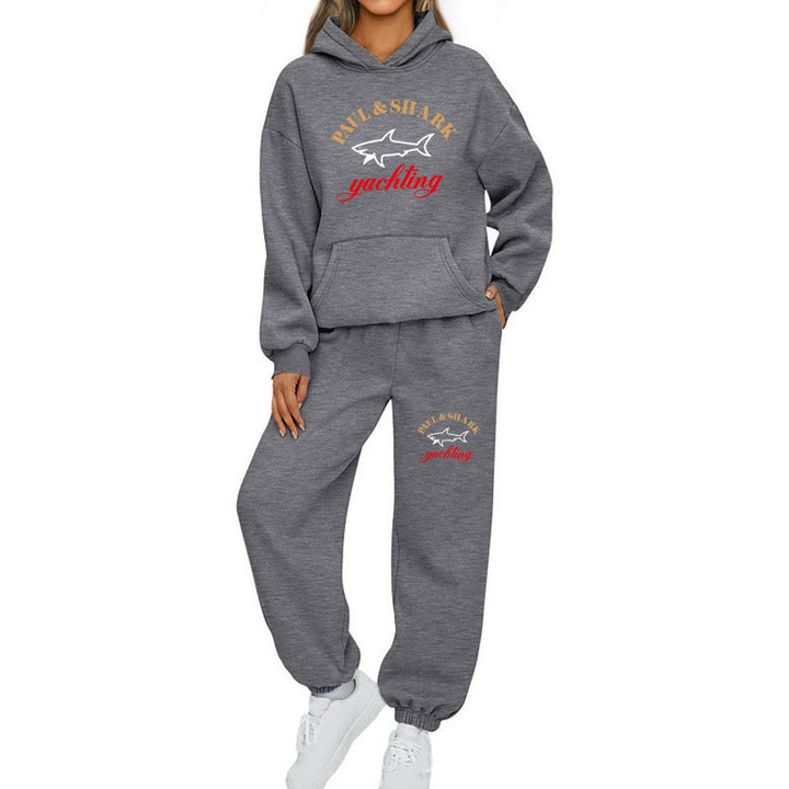 Damen nan oversized Hoodie und Jogginghose Set mit Kapuze Kängurutasche und gerippten Bündchen Drune