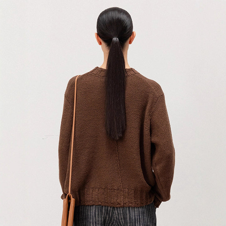 Damen Lässiger Strickpullover mit weitem Schnitt und elastischem Saum Drune