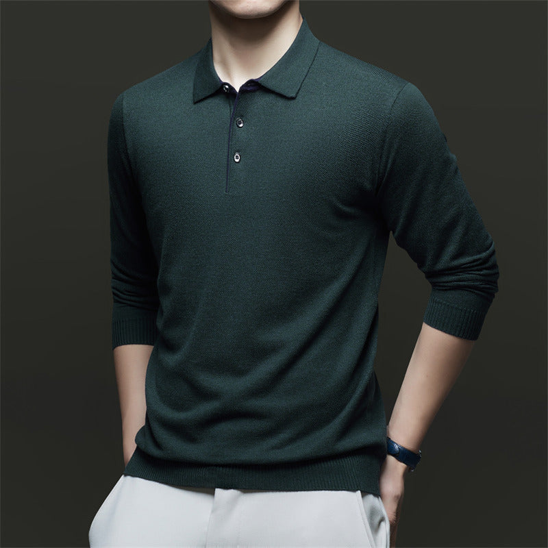 Herren Langarm-Polohemd mit strukturiertem Design und eleganter Passform Drune