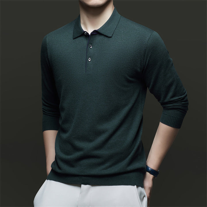 Herren Langarm-Polohemd mit strukturiertem Design und eleganter Passform Drune
