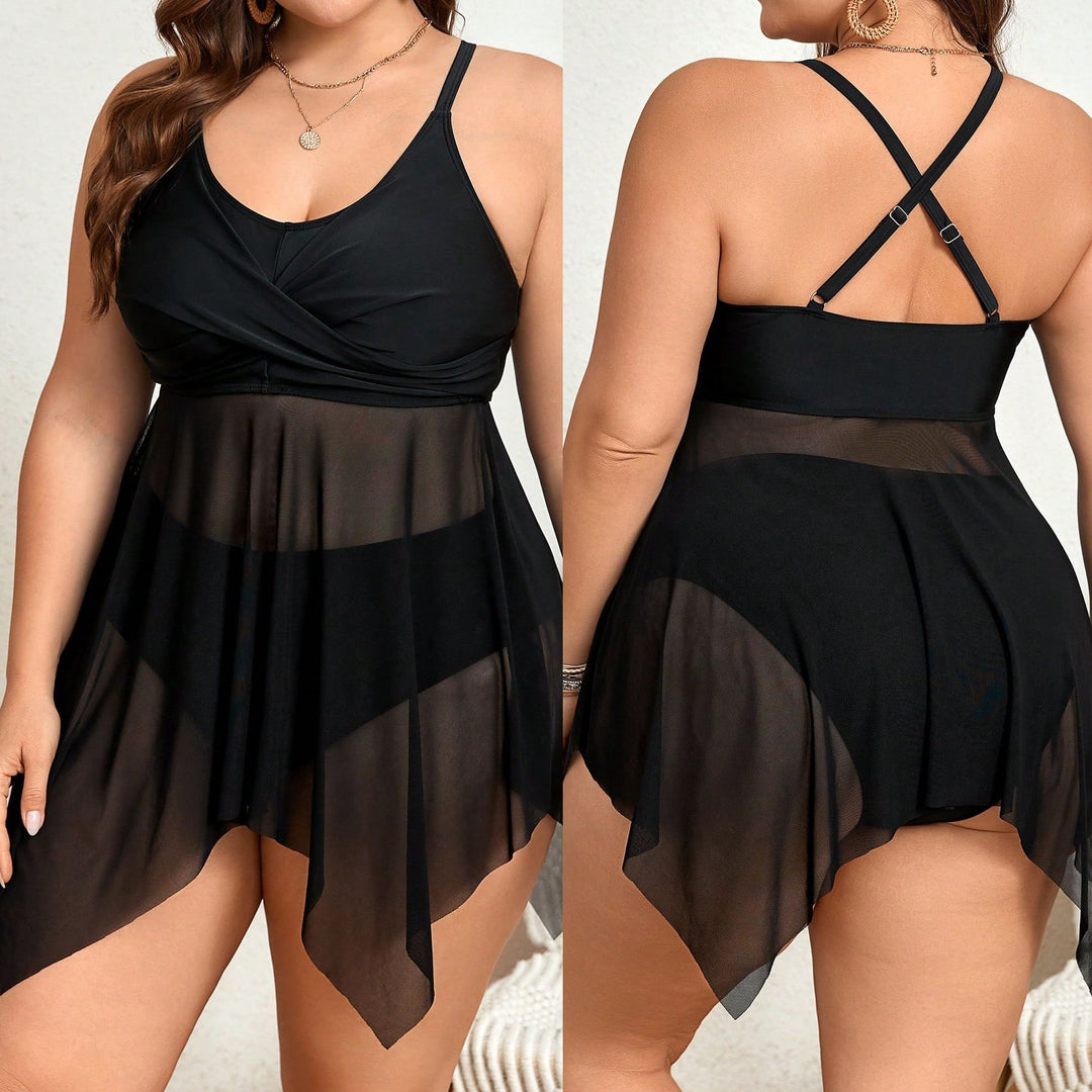 Damen Badeanzug mit transparentem Rock und raffinierter Kellerfalte Drune