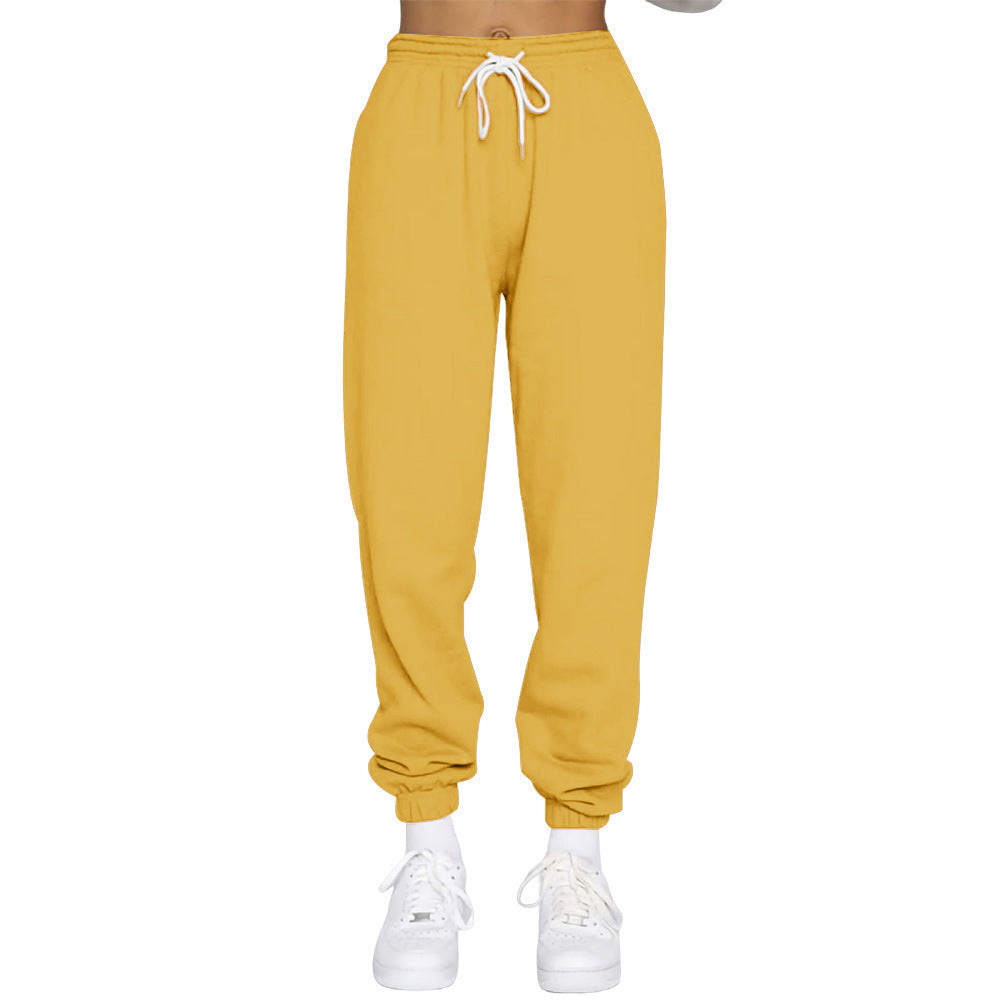 Damen nan High‑Waist Relax-Jogginghose mit elastischem Komfortbund, Kordelzug und gerippten Knöchelbündchen Drune