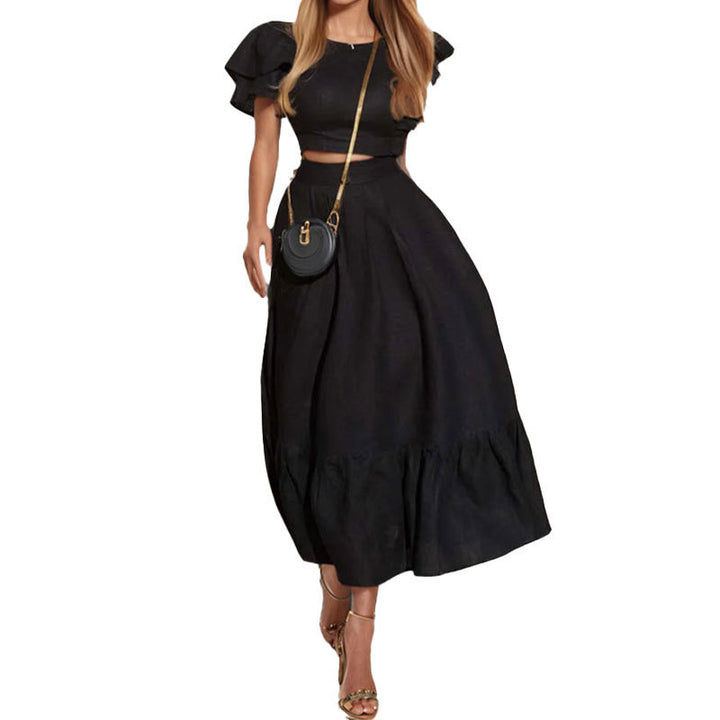 Damen Elegantes Sage-Set mit Rüschensäumen Drune