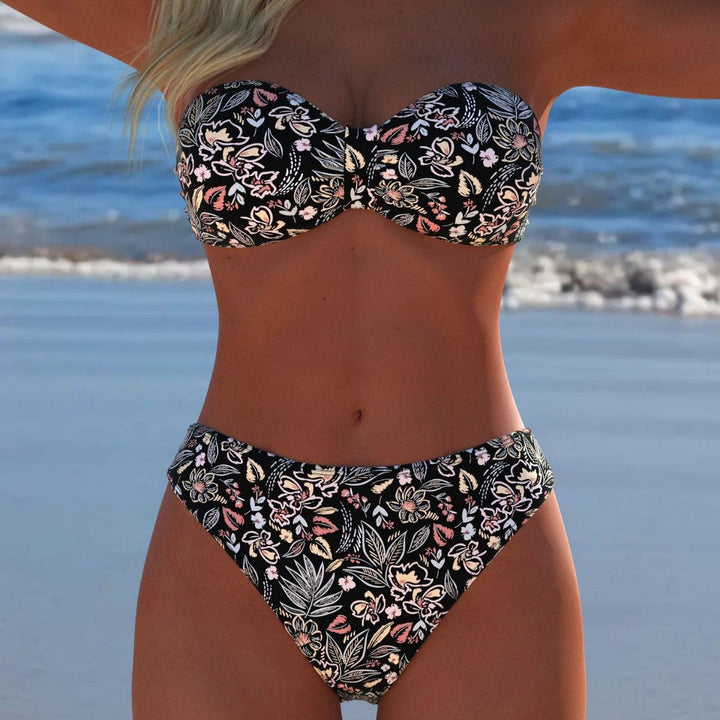Damen Bikini-Set mit elegantem Strapless-Oberteil und hohem Taillenbund Drune