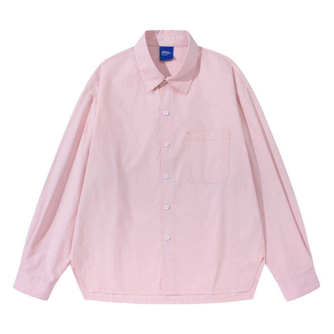 Damen Oversize‑Boxy‑Hemdbluse aus leichter Baumwollmischung mit Brusttasche Drune