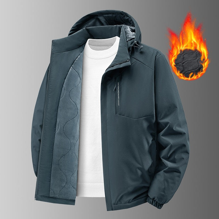 Herren Thermo-Outdoorjacke mit gesteppter Fleece-Innenlage, wind- und wasserabweisender Hülle & Kapuze Drune