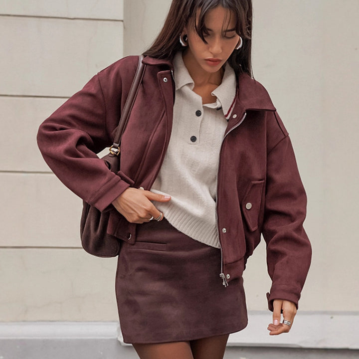 Damen Kunstlederjacke mit modernem Schnitt und praktischen Taschen Drune