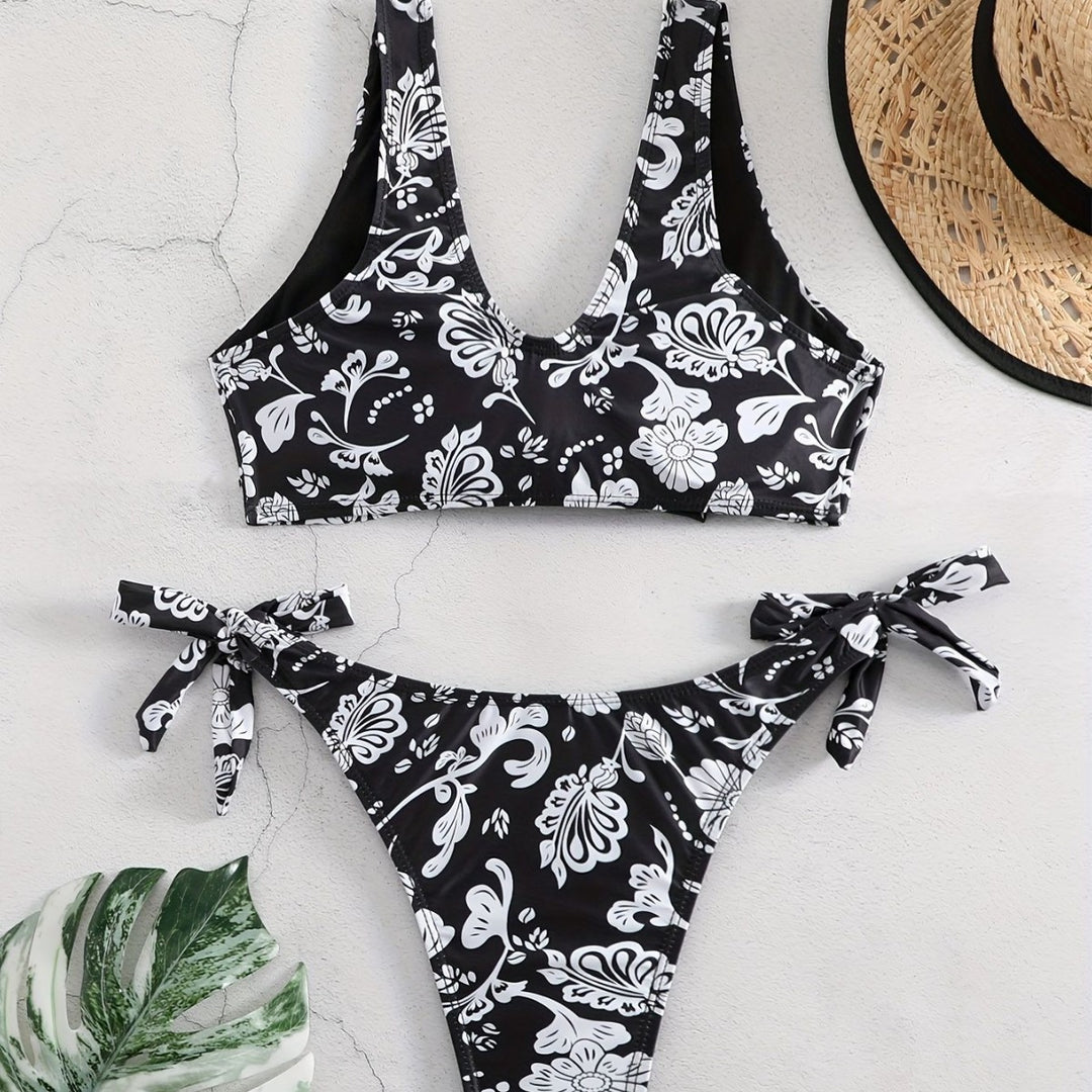 Damen Triangel-Bikini mit verspieltem Knoten-Detail Drune