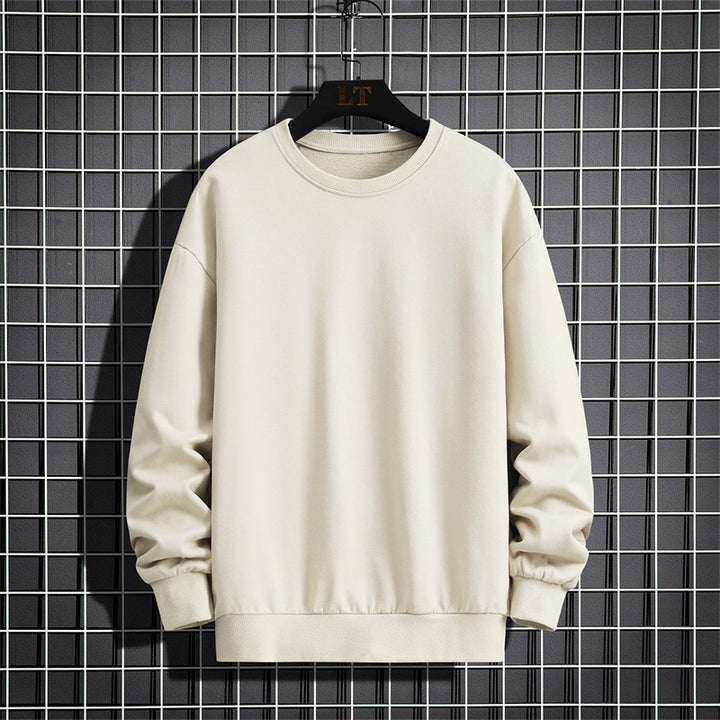 Herren Schlichtes Oversize Rundhals‑Sweatshirt aus schwerer Baumwollmischung mit gerippten Bündchen Drune